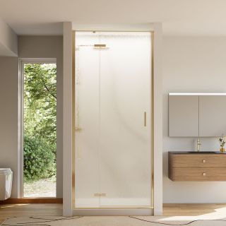 Душевая дверь Veconi Vianno VN-73RG/L, 900x1950, Золото брашинг, стекло дождь